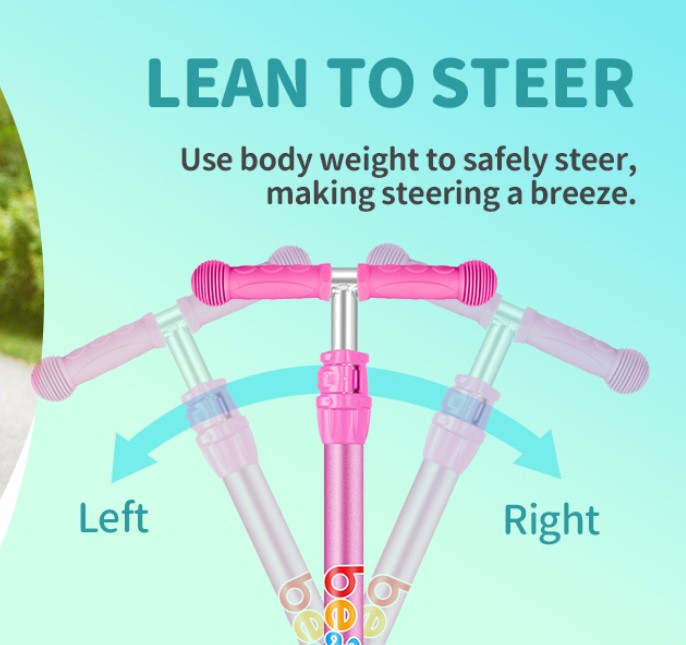 Beleev 3 Wheel Kids Scooter 4 Levels Adjustable Height Lean Steer Age 3-14 NEW