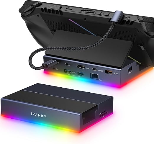 iVANKY Foldable Gaming Dock RGB Lighting 4K@120HZ Multiple Ports SD/TF Slot NEW