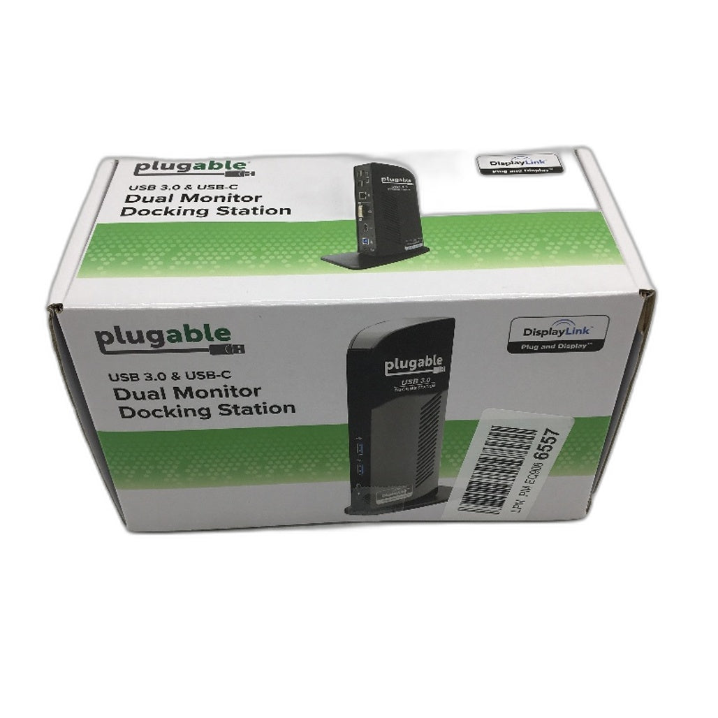 Plugable USB 3 0 USB C Dual Monitor Docking Station HDMI Gigabit Ethernet NEW