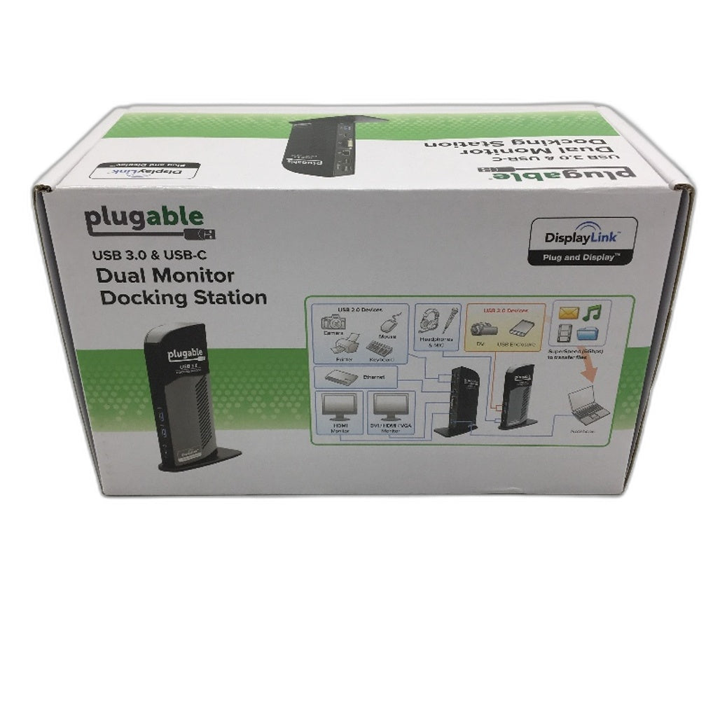 Plugable USB 3 0 USB C Dual Monitor Docking Station HDMI Gigabit Ethernet NEW