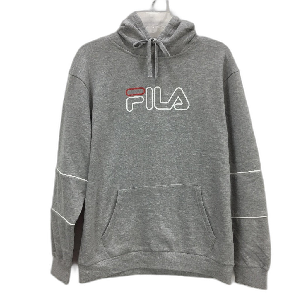 FILA Grey Fleece Lined Hooded Jumper Hoodie With Front Pockets Unisex Size S