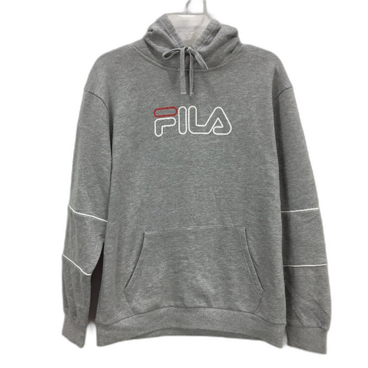 FILA Grey Fleece Lined Hooded Jumper Hoodie With Front Pockets Unisex Size S