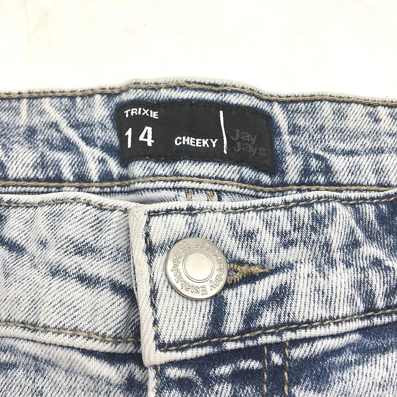 Jay Jays Trixie Mid Rise Cheeky Snow Wash Blue Shorts Ladies Size AU 14 NEW