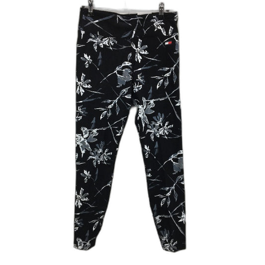 Tommy Hilfiger High Rise Floral Printed Black Grey Leggings Ladies Sz Medium NEW