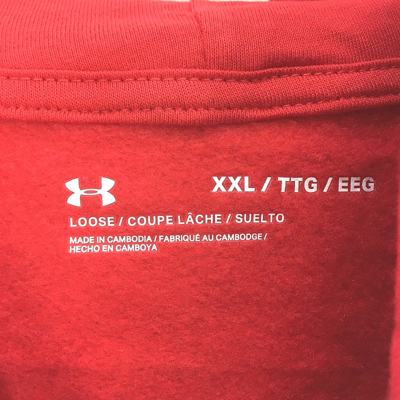 Under Armour Rival Fleece Pullover Loose Fit Red Hoodie Mens Size 2XL NEW