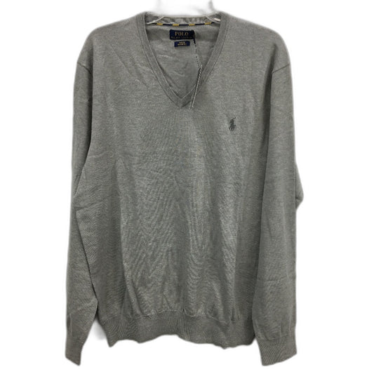 Polo Ralph Lauren Slim Fit Grey Pima Cotton V-Neck Sweater Mens Size XL NEW