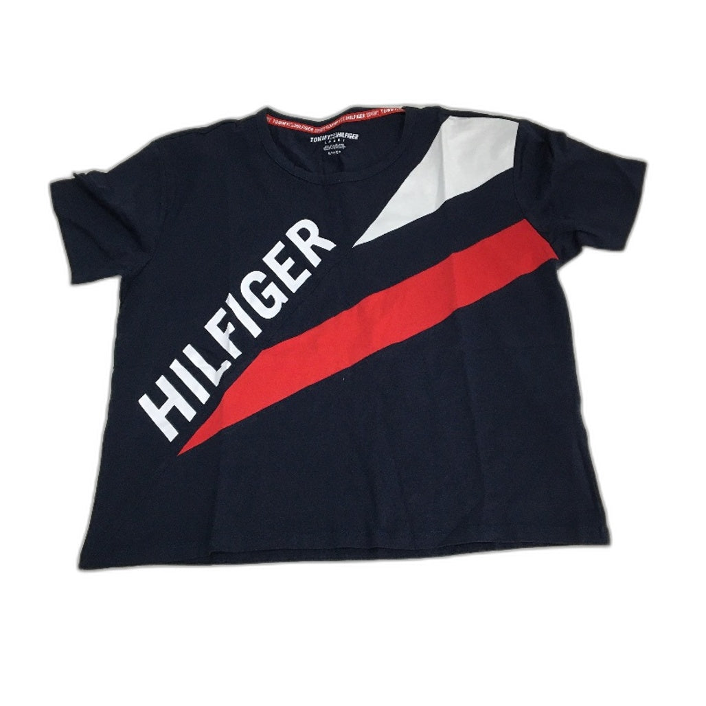 Tommy Hilfiger Sport Navy Colour Block Cropped T-Shirt Ladies Size Small NEW
