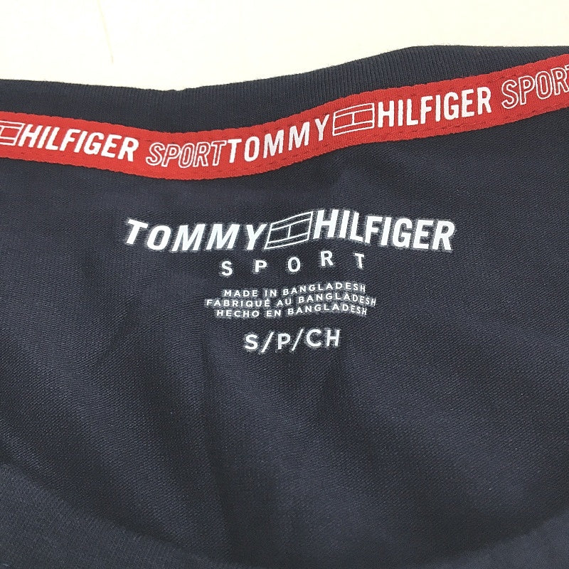 Tommy Hilfiger Sport Navy Colour Block Cropped T-Shirt Ladies Size Small NEW