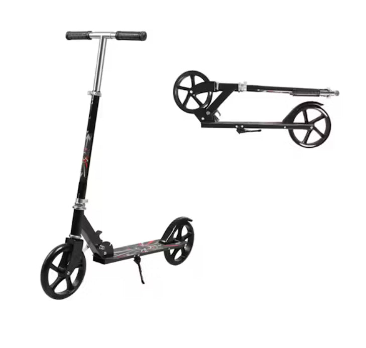Monvelo Red Black Adjustable Foldable Dual Large Wheels Scooter Ages 7+ DEMO