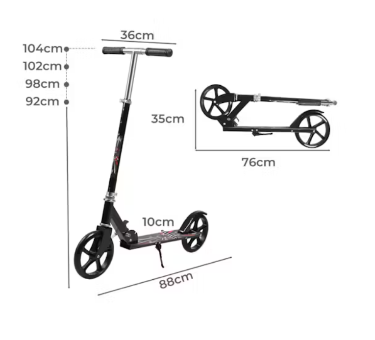 Monvelo White Adjustable Foldable Dual Large Wheels Scooter Ages 7+ DEMO