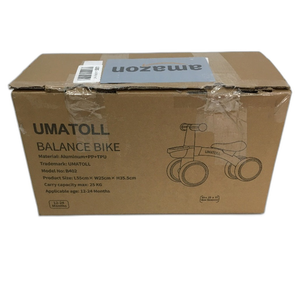 Umatoll Grey White Baby Balance 4 Wheel Bike Max 25kg for Ages 1+ NEW