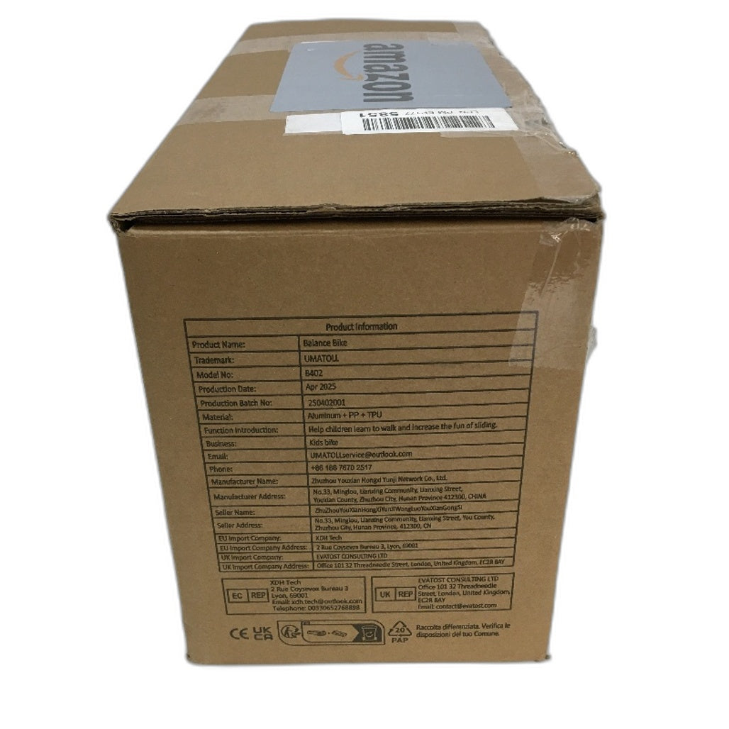 Umatoll Grey White Baby Balance 4 Wheel Bike Max 25kg for Ages 1+ NEW