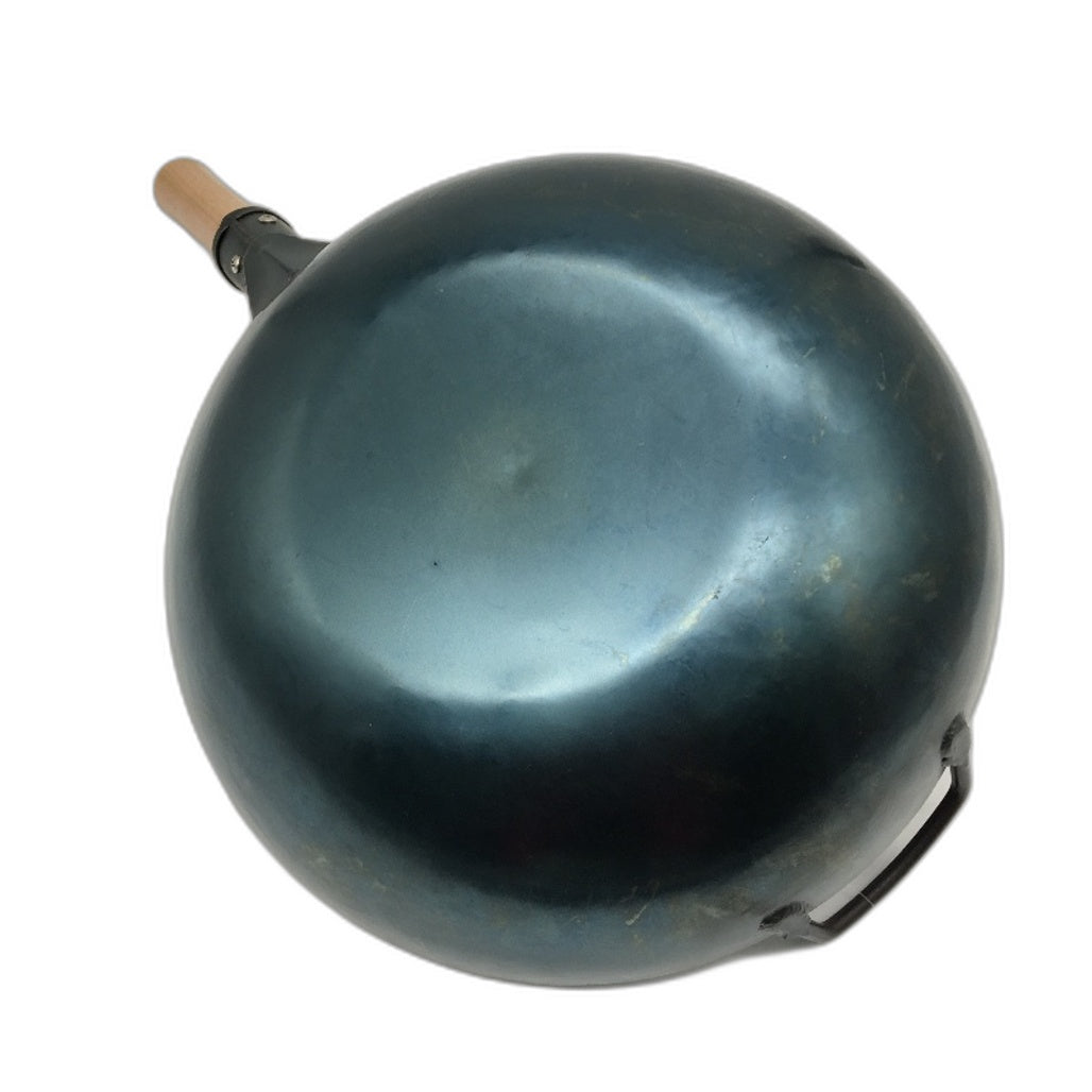 Yosukata 34cm 13.5 Inch Blue Carbon Steel Pre-Seasoned Flat Bottom Wok NEW