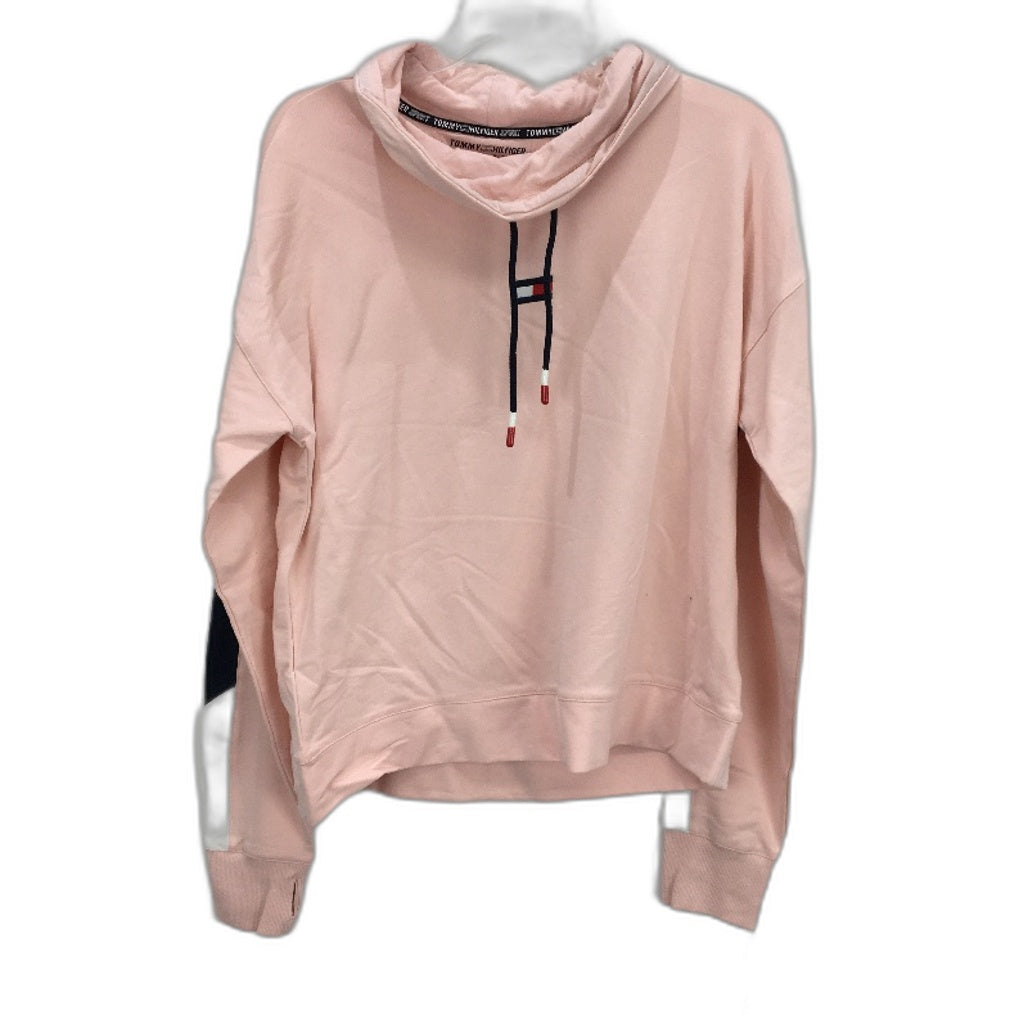 Tommy Hilfiger Sport Pink Cowl Neck Cotton Training Sweater Ladies Sz Large NEW