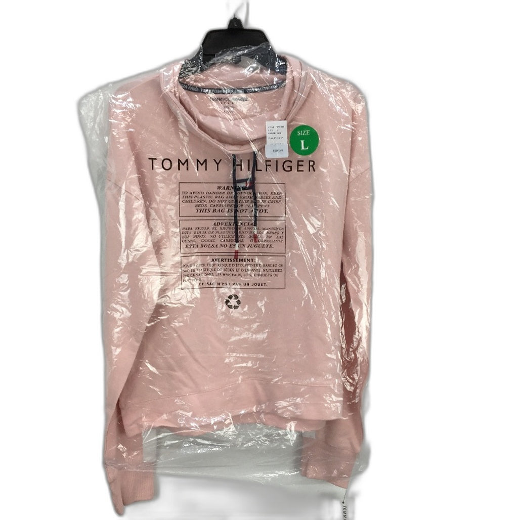 Tommy Hilfiger Sport Pink Cowl Neck Cotton Training Sweater Ladies Sz Large NEW