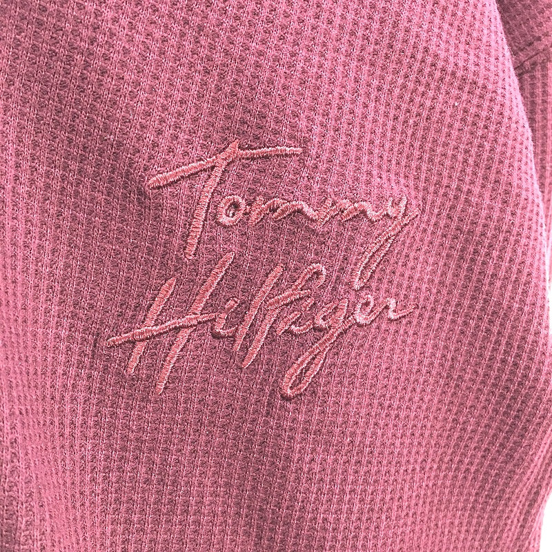 Tommy Hilfiger 2 Piece Solid Burgundy Waffle Pyjama Set Ladies Size Medium NEW