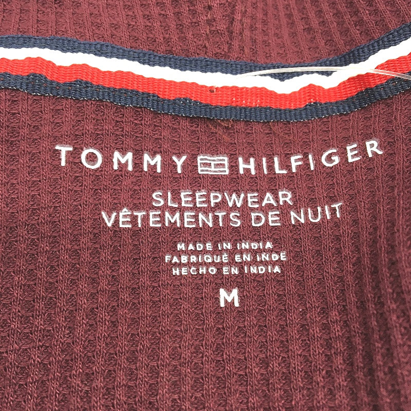 Tommy Hilfiger 2 Piece Solid Burgundy Waffle Pyjama Set Ladies Size Medium NEW