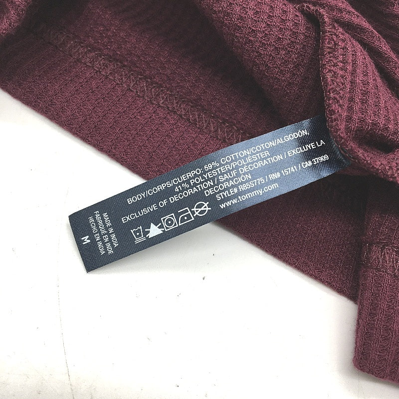 Tommy Hilfiger 2 Piece Solid Burgundy Waffle Pyjama Set Ladies Size Medium NEW