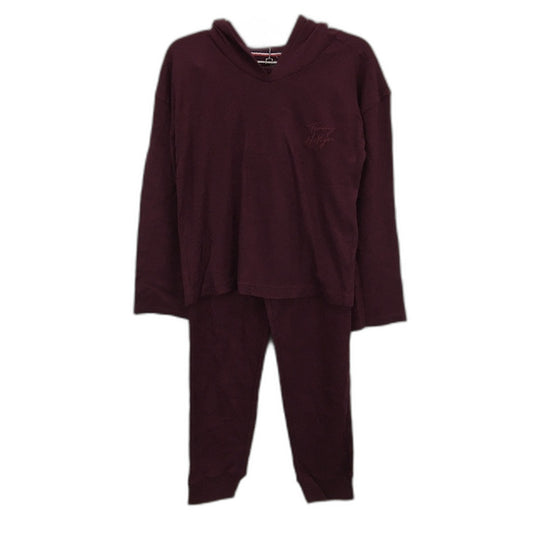 Tommy Hilfiger 2 Piece Solid Burgundy Waffle Pyjama Set Ladies Size Small NEW