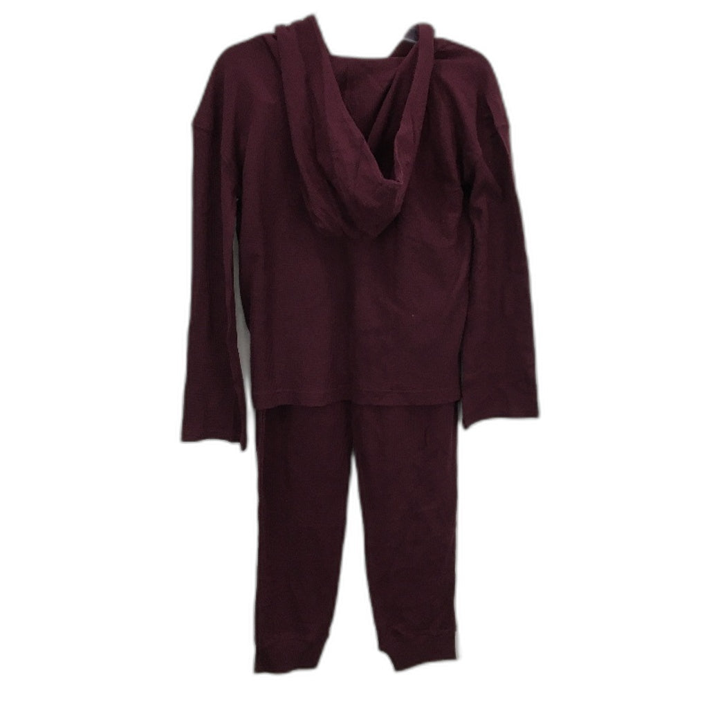 Tommy Hilfiger 2 Piece Solid Burgundy Waffle Pyjama Set Ladies Size Small NEW