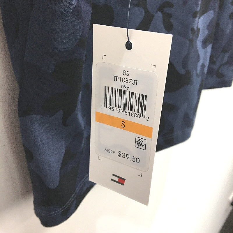 Tommy Hilfiger Navy Camo Short Sleeve Cropped T-Shirt Ladies Size Small NEW