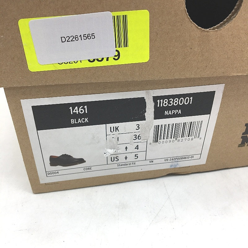 Dr Martins Nappa Standard Fit Black 3 Eye Shoe Unisex US Size M5 L4 EU 36 NEW