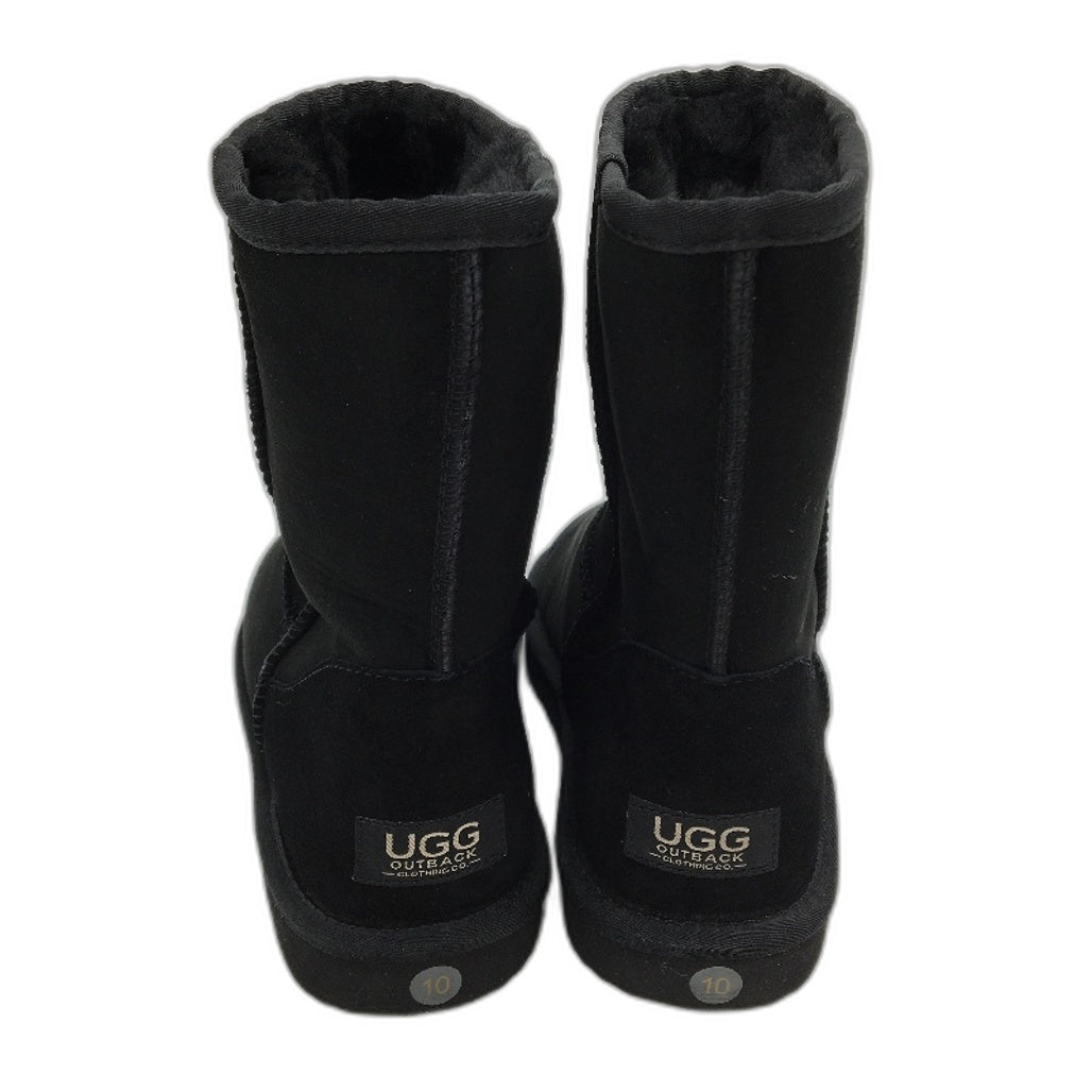 UGG Outback Australian Sheepskin Black Short Boots Unisex Size EU 42 M9 L10 NEW