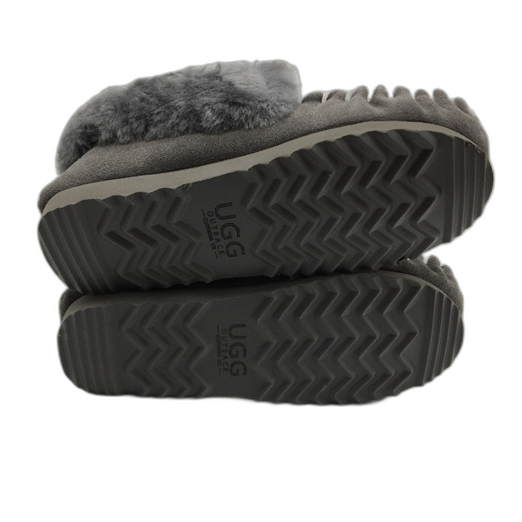 UGG Outback Australian Sheepskin Grey Moccasins Unisex Size EU 37 M5 L6 NEW