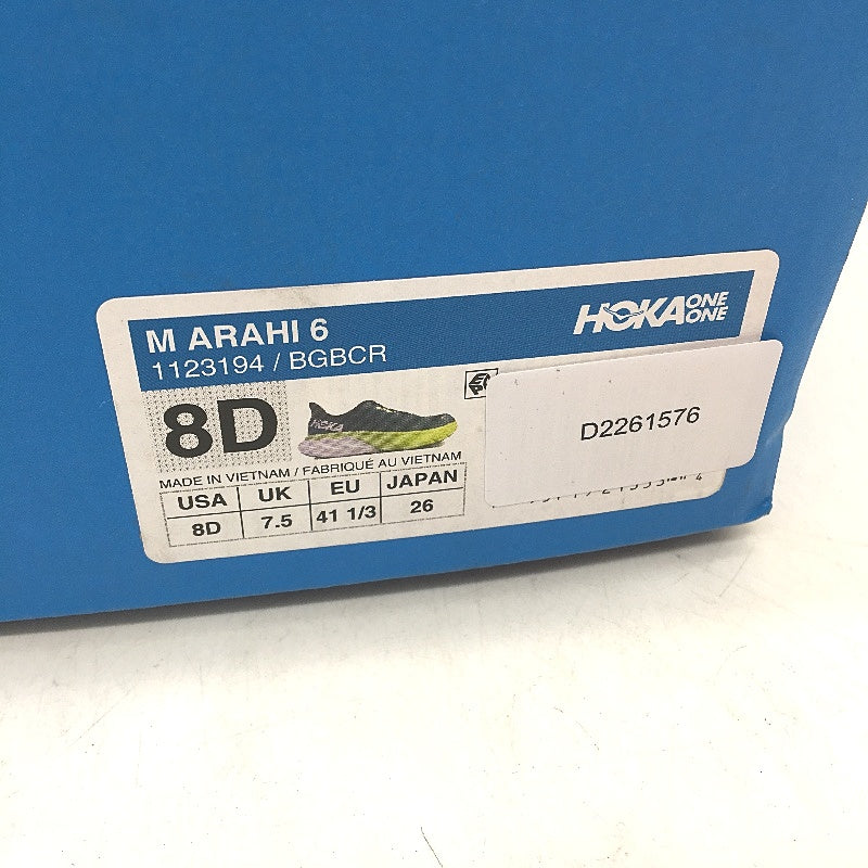 Hoka One One Meta Rocker Green Arahi 6 Sneaker Shoes Mens Size US 8D EU 41 NEW