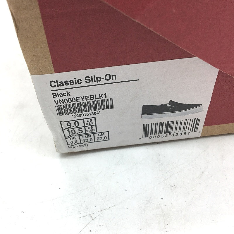 Vans Black Classic Slip On Old Skool Skate Sneakers Unisex US M9 L10.5 EU 42 NEW
