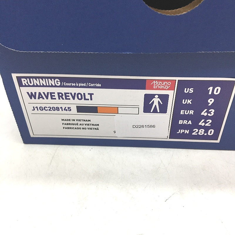 Mizuno Wave Revolt Navy & Orange Running Sneakers Mens Size US 10 EUR 43 NEW