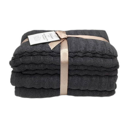 Trafalgar 100% Cotton Charcoal Grey 7 Piece Willow Ribbed Bath Towel Set NEW