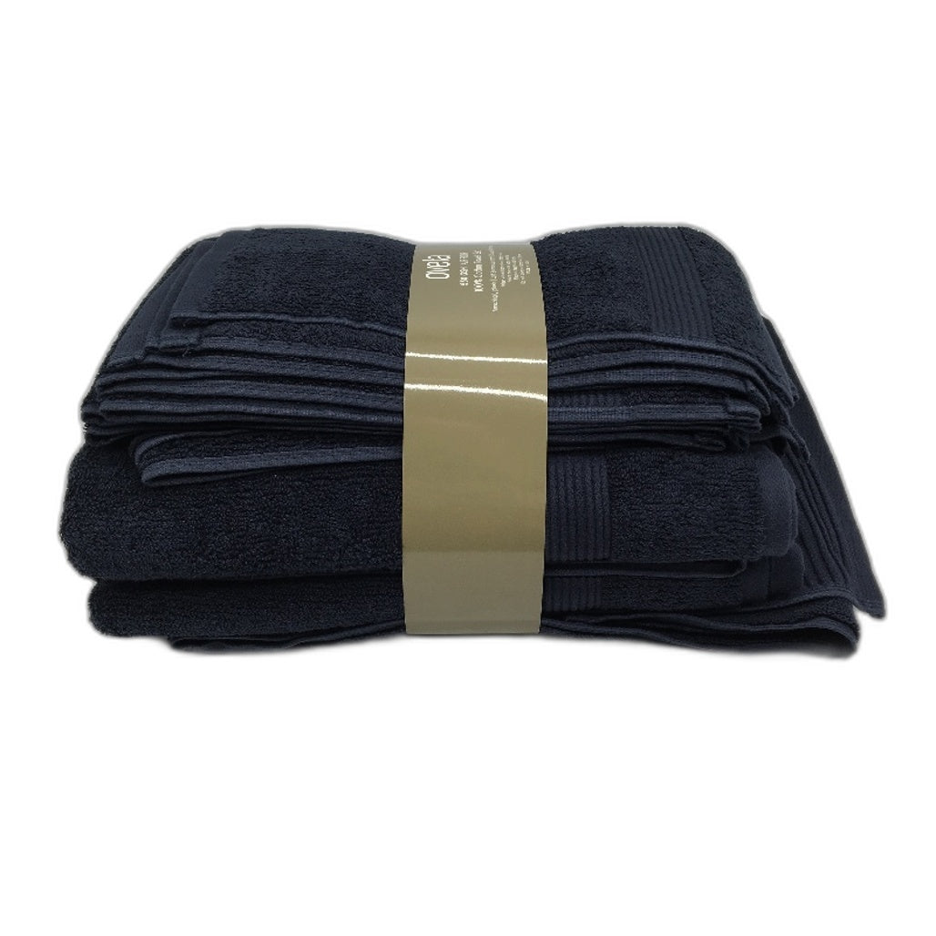 Ovela Air Rich Plush Luxury 550GSM 100% Cotton Navy Blue 7Pce Bath Towel Set NEW