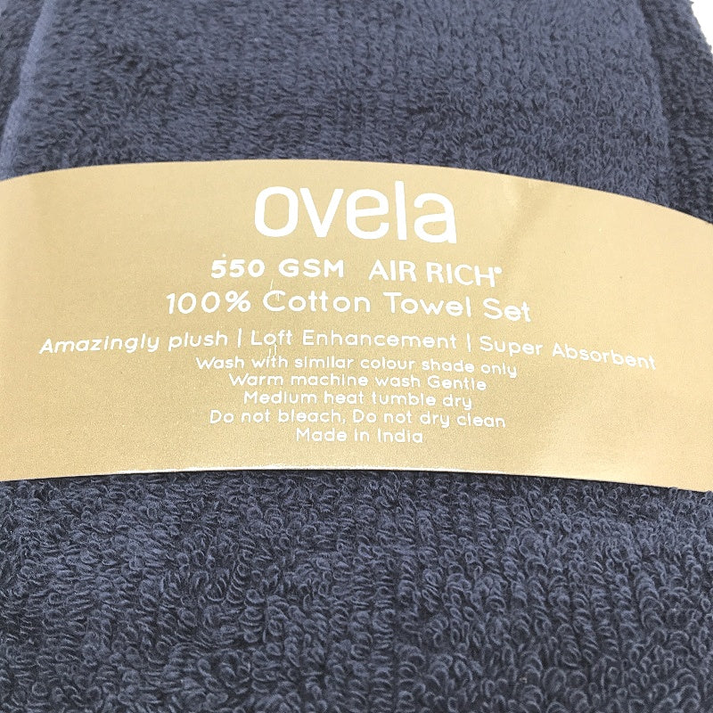 Ovela Air Rich Plush Luxury 550GSM 100% Cotton Navy Blue 7Pce Bath Towel Set NEW