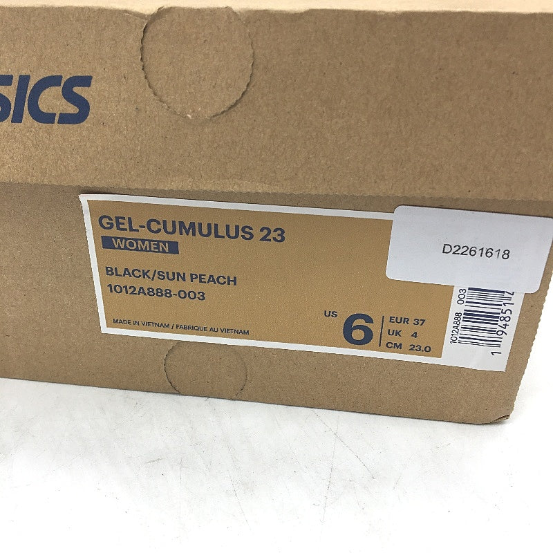 Asics Gel-Cumulus 23 Flyte Foam Black Sun Peach Sneakers Ladies US 6 EU37 NEW