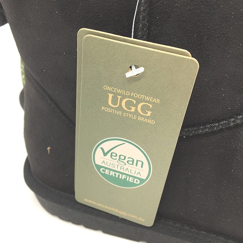 OnceWild UGG Vegan Faux Wool Short Black Mini Boots Unisex M5 L7 EU38 NEW