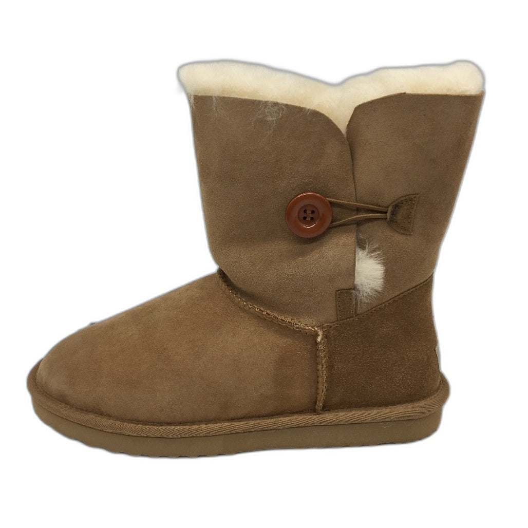 UGG Outback Australian Sheepskin Chestnut Short Button Boot Unisex M11 L12 NEW