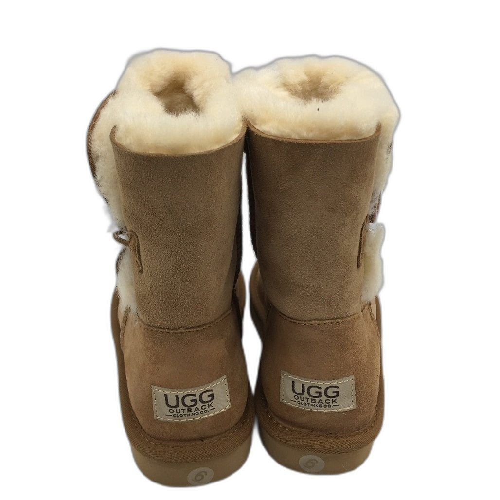 UGG Outback Australian Sheepskin Chestnut Short Button Boot Unisex M5 L6 NEW