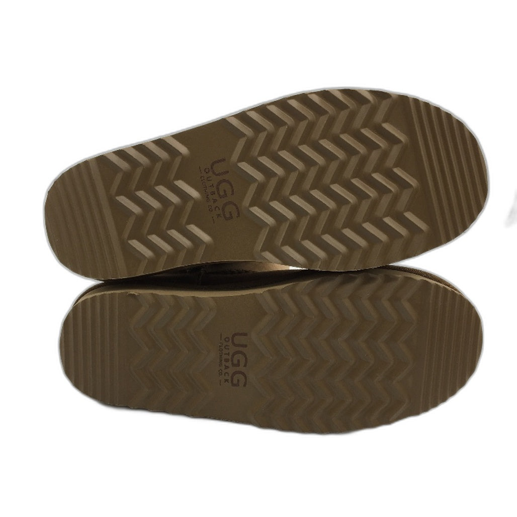 UGG Outback Australian Sheepskin Chestnut Short Button Boot Unisex M5 L6 NEW