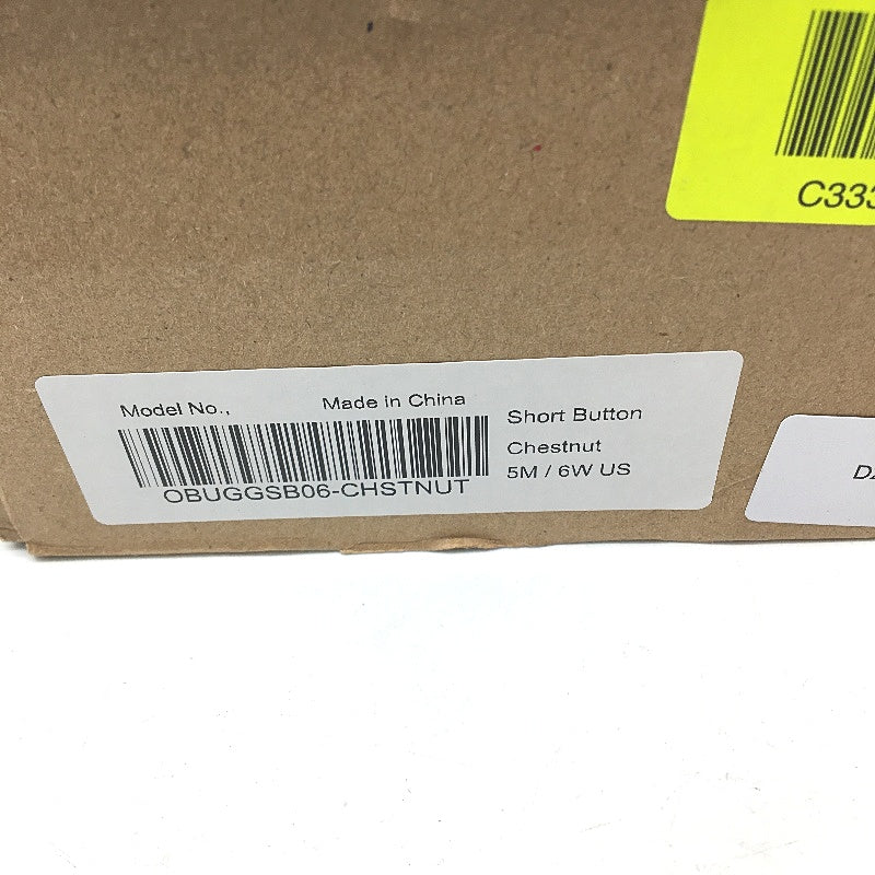 UGG Outback Australian Sheepskin Chestnut Short Button Boot Unisex M5 L6 NEW