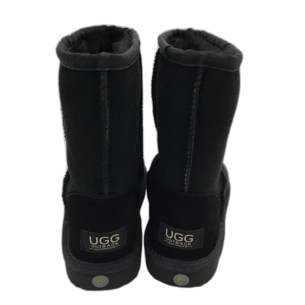UGG Outback Australian Sheepskin Black Short Classic Boot Unisex M5 L6 NEW