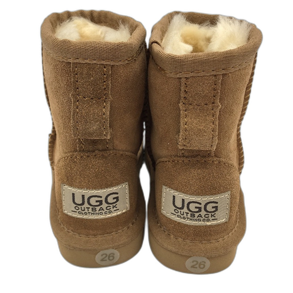 UGG Outback Australian Sheepskin Chestnut Mini Button Boots KIDS US 8-9 EU26 NEW