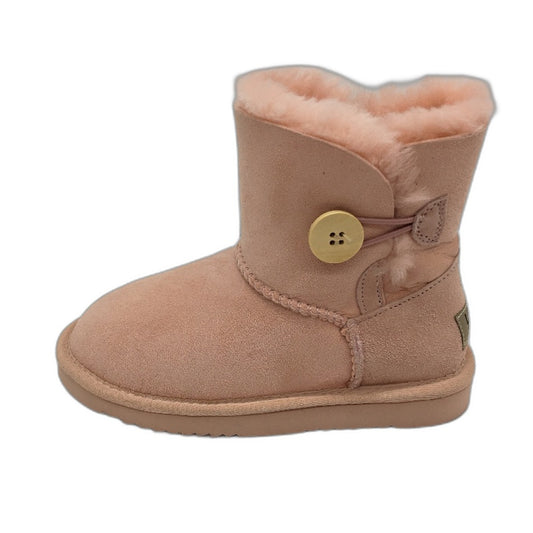 UGG Outback Australian Sheepskin Pink Mini Button Boots KIDS US 1-2 EU 32 NEW