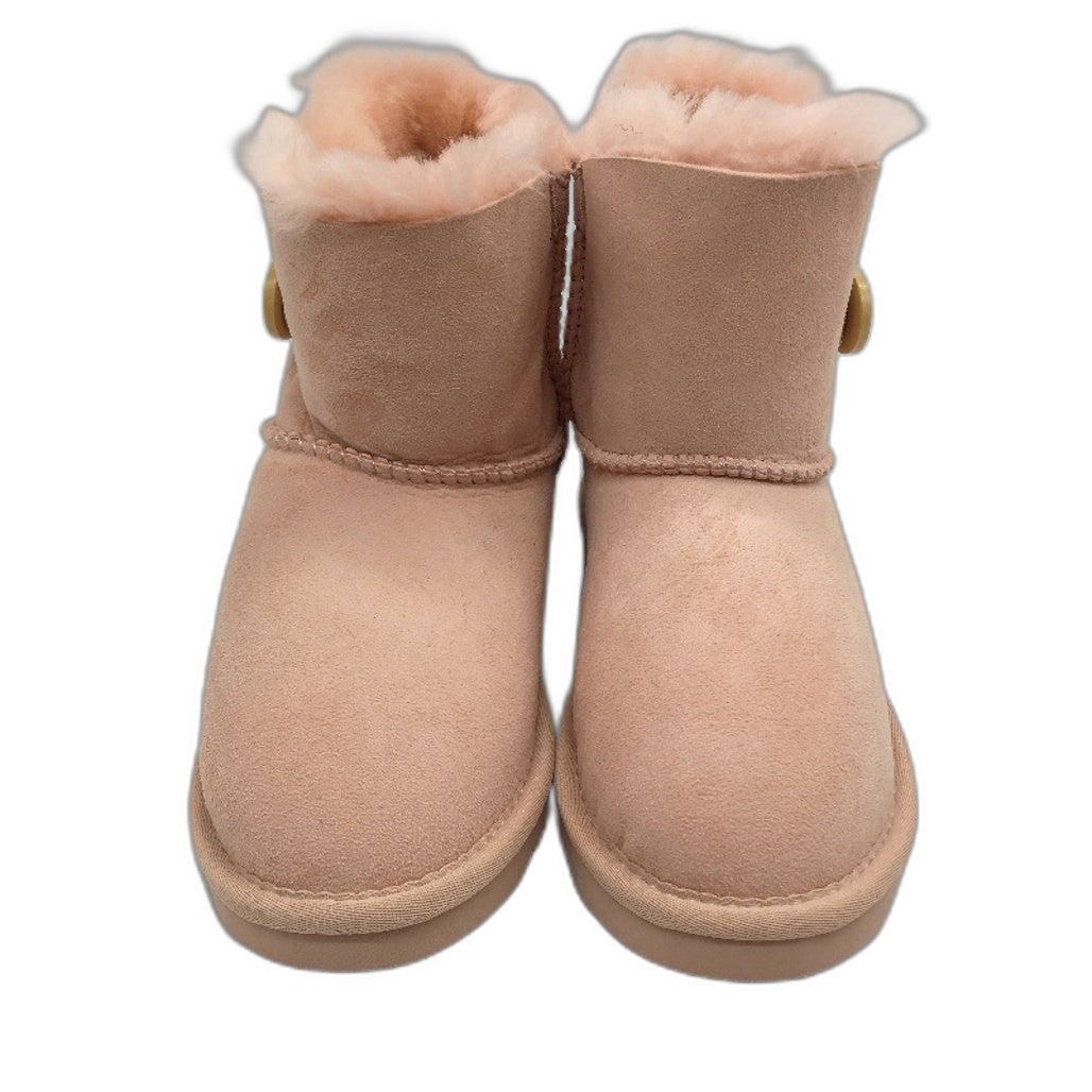 UGG Outback Australian Sheepskin Pink Mini Button Boots KIDS US 1-2 EU 32 NEW