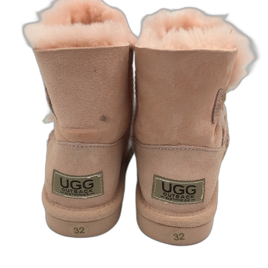 UGG Outback Australian Sheepskin Pink Mini Button Boots KIDS US 1-2 EU 32 NEW