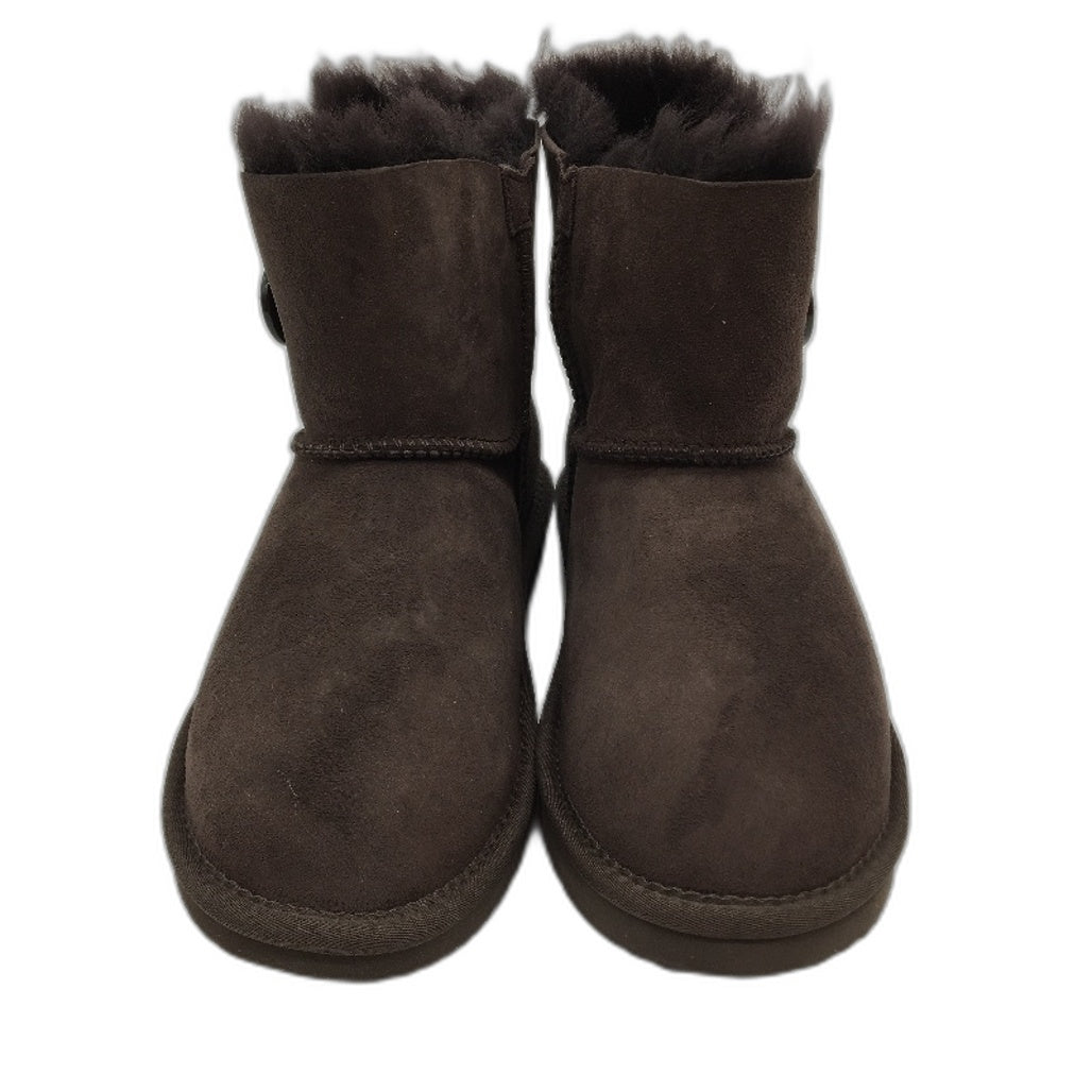 UGG Outback Australian Sheepskin Chocolate Mini Button Boot Unisex M5 L6 NEW