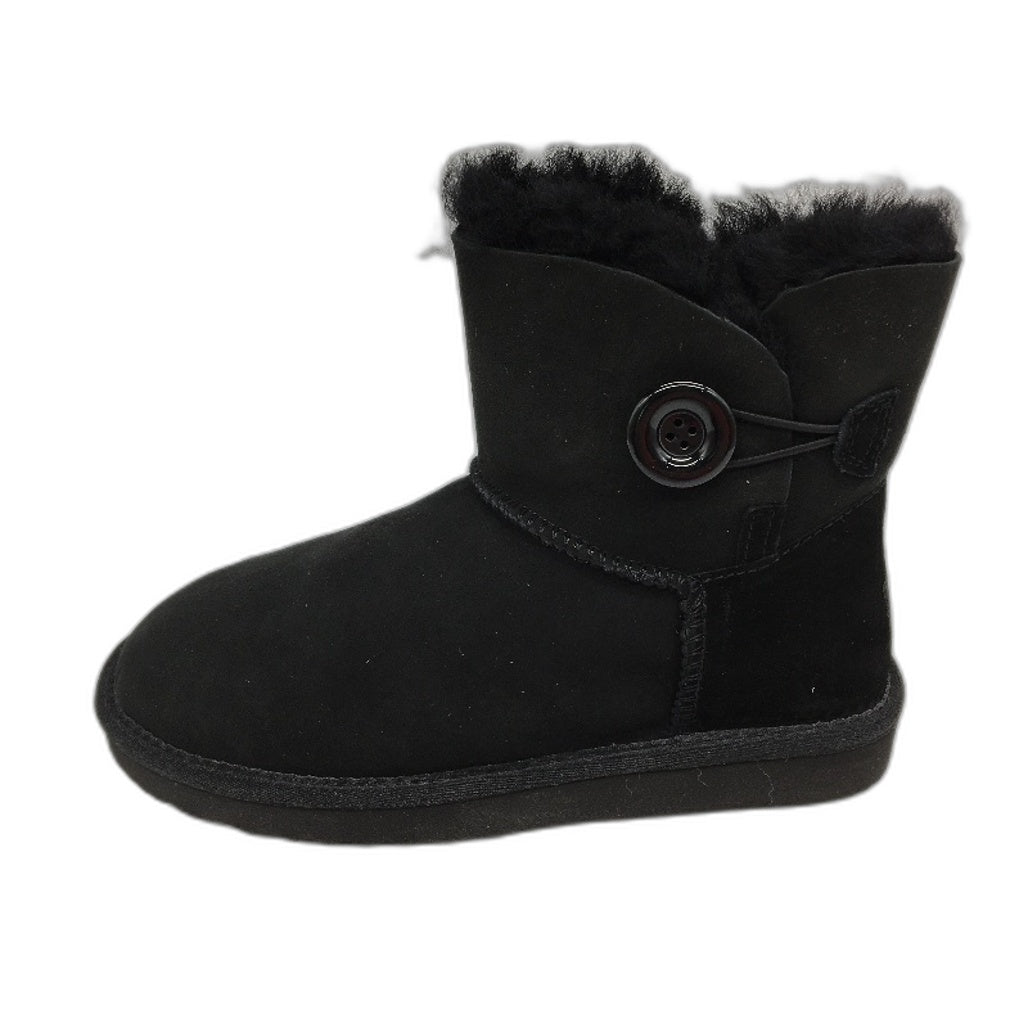 UGG Outback Australian Sheepskin Black Mini Button Boot Slipper Unisex M5 L6 NEW
