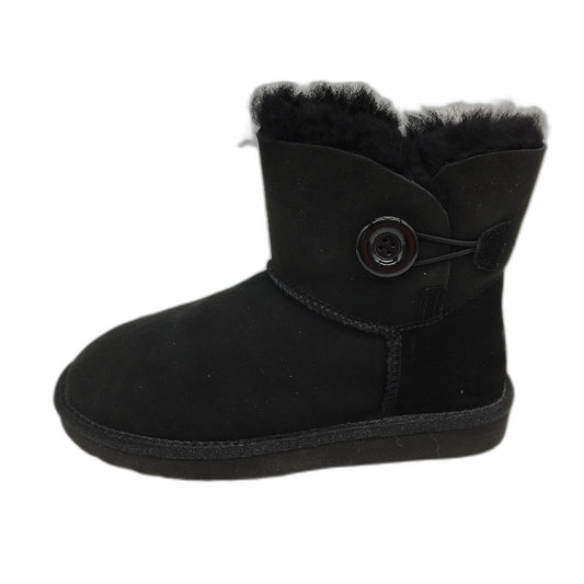UGG Outback Australian Sheepskin Black Mini Button Boot Slipper Unisex M8 L9 NEW