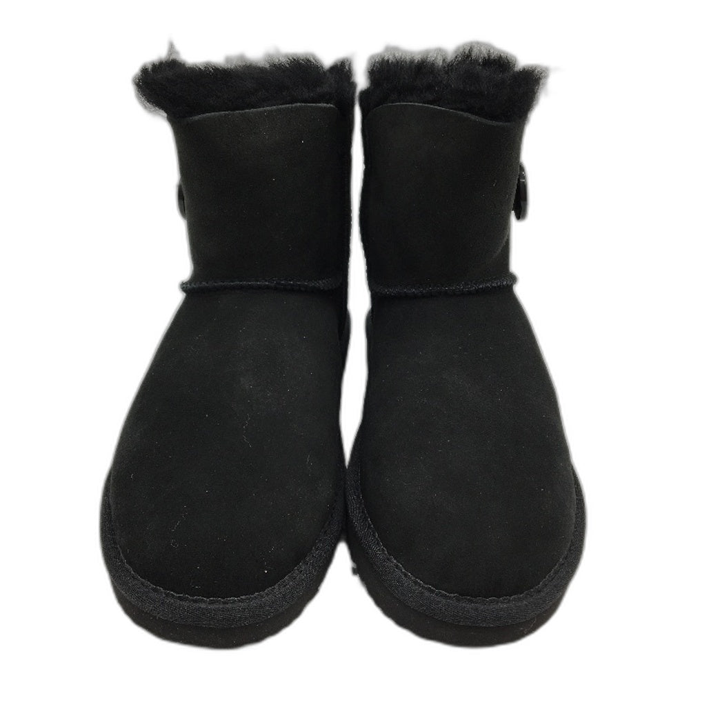 UGG Outback Australian Sheepskin Black Mini Button Boot Slipper Unisex M8 L9 NEW