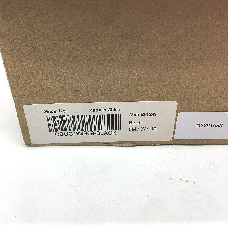 UGG Outback Australian Sheepskin Black Mini Button Boot Slipper Unisex M8 L9 NEW